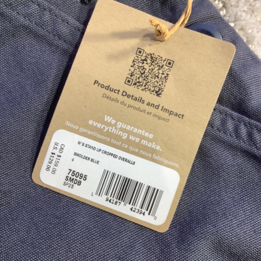 Patagonia Womens Stand Up Cropped Overalls Smolder Blue Size 4 NWT - Picture 6 of 13